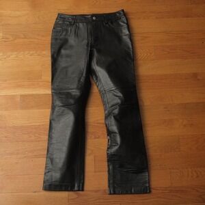Vintage GAP Boot Cut Black Leather Pants Womens Size 4 Flare Leg Zipper Fly Moto